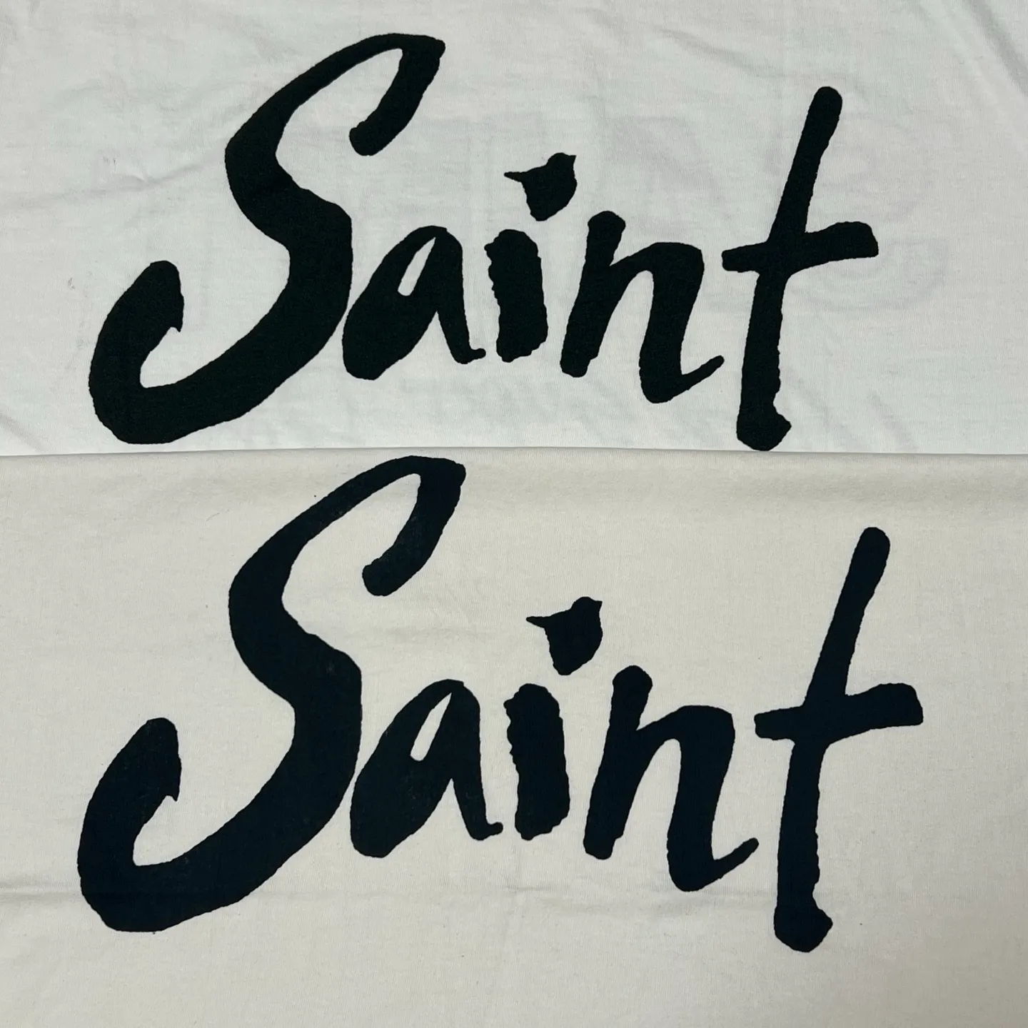 SAINT Mxxxxxx SS TEE/SUPER DIRTY/WHT oil painting SAINT SUPER DIRTY slogan TEE off-white S-XL Made of original OE yarn tube weaving without side seams to distinguish the split fabrics original consistent VINTAGE label/little angel anti-counterfeiting label top printing technology highly restored original details